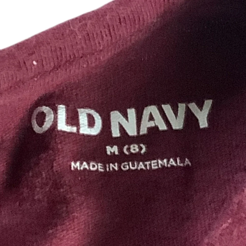 Old Navy‎ Girls Burgundy Graphic Shirt Size M Long Sleeve Lattice Back Shirt